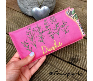 Stickdatei ITH - Hülle Botanical Art DANKE